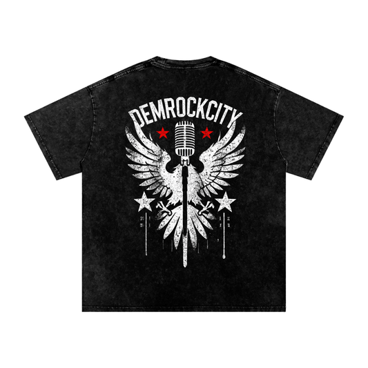 DEMROCKCITY Stand The F*ck Out Snow Washed Oversized Tee – Vintage Black