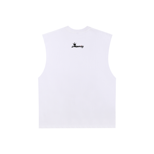 DEMROCKCITY DRC Streetwear Raw Edge Tank – White