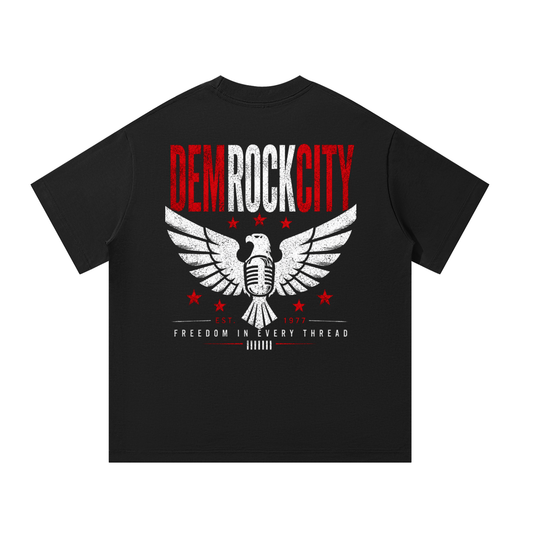 DEMROCKCITY Freedom Eagle Oversized Tee – Black