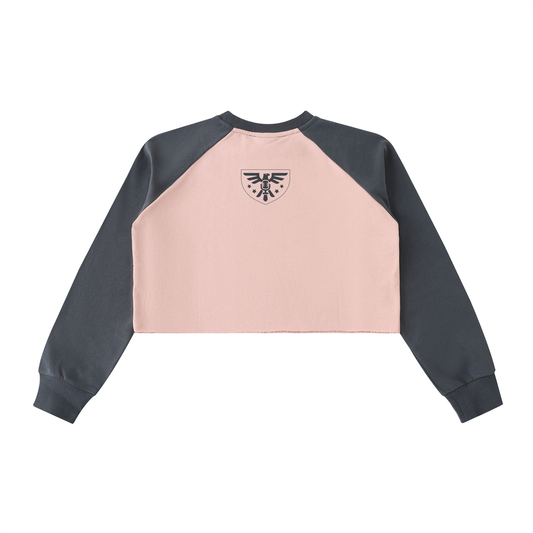 DEMROCKCITY Women's Cropped Terry Crew – Blush Pink
