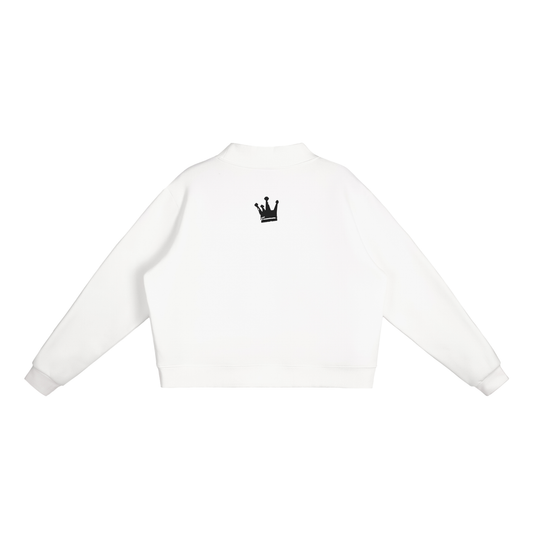 DEMROCKCITY Essential Fleece Mock-Neck Crew – White
