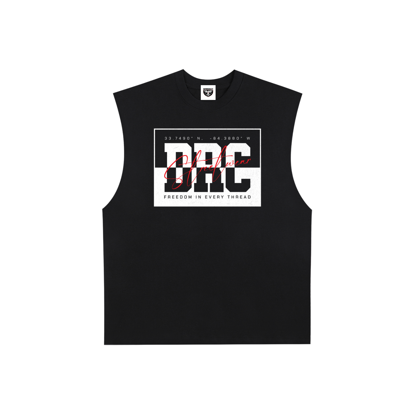 DEMROCKCITY DRC Streetwear Raw Edge Tank – Black