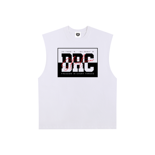 DEMROCKCITY DRC Streetwear Raw Edge Tank – White