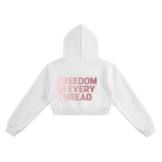 DEMROCKCITY Crest Cropped Hoodie – Flower Grey