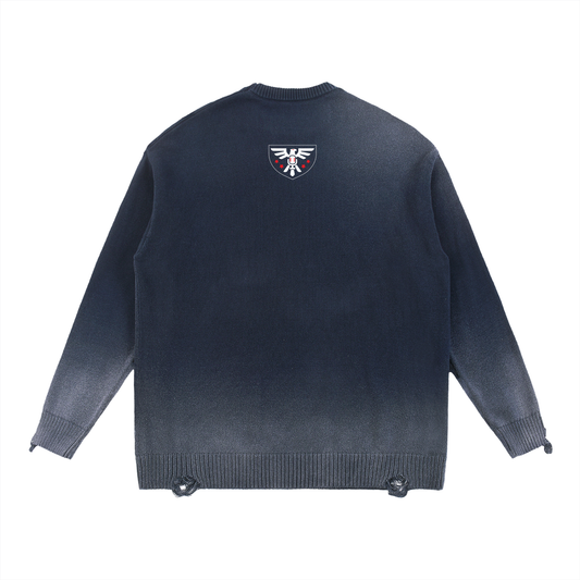 DEMROCKCITY Sun Fade Distressed Crewneck – Navy Edition