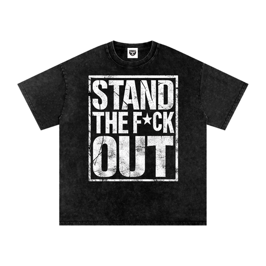 DEMROCKCITY Stand The F*ck Out Snow Washed Oversized Tee – Vintage Black