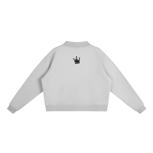 DEMROCKCITY Essential Fleece Mock-Neck Crew – Heather Gray