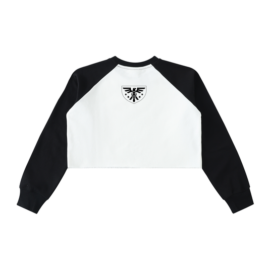 DEMROCKCITY Women's Cropped Terry Crew – White