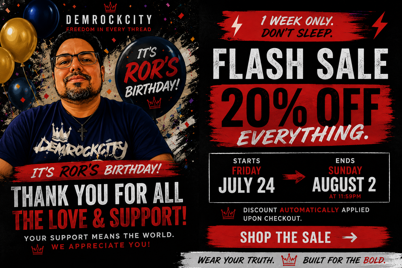 ROR birthday week sale — 20% off everything