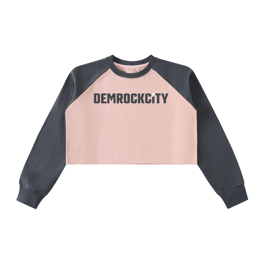 DEMROCKCITY Women's Cropped Terry Crew – Blush Pink