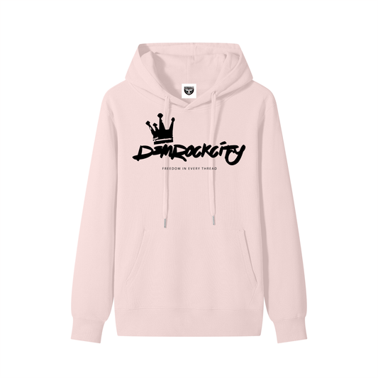DEMROCKCITY Crown Script Hoodie – Blush Pink