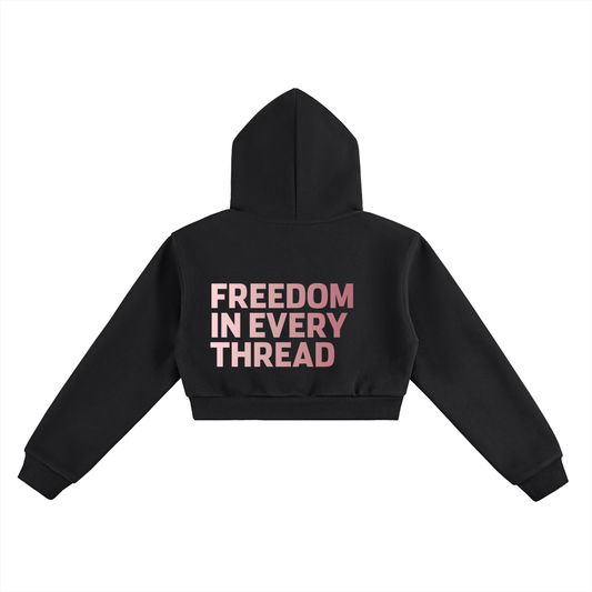 DEMROCKCITY Crest Cropped Hoodie – Black