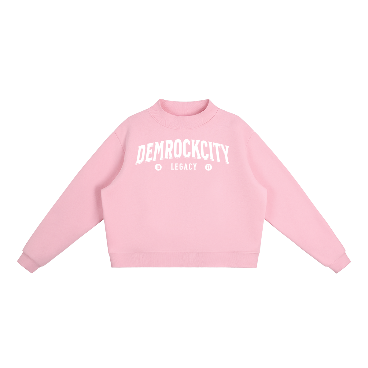 DEMROCKCITY Essential Fleece Mock-Neck Crew – Pink