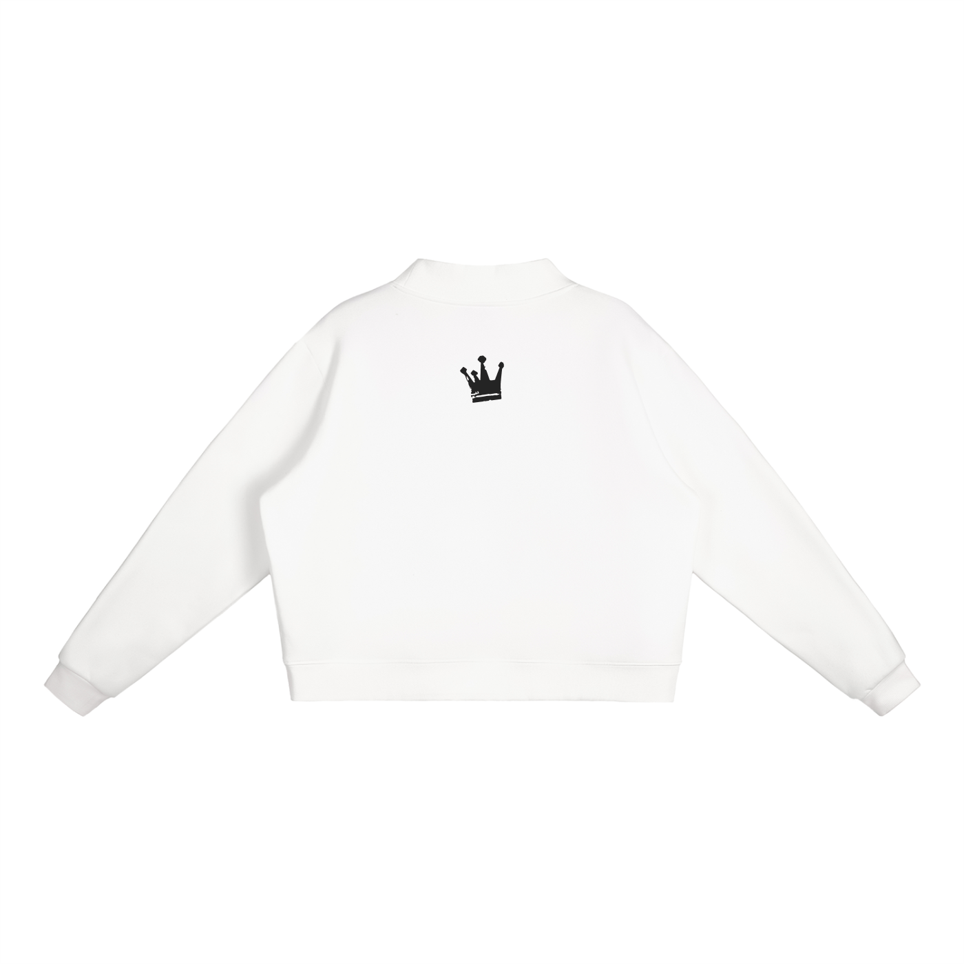 DEMROCKCITY Essential Fleece Mock-Neck Crew – White